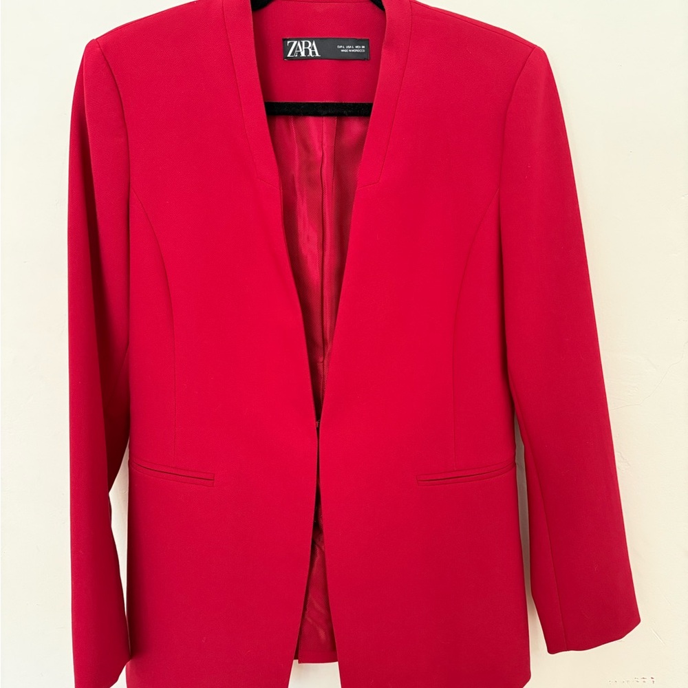 Zara Women's Vibrant Red Suit Jacket